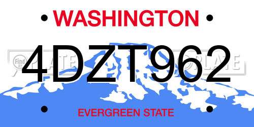 4DZT962 Washington License Plate