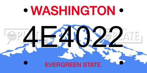 4E4022 Washington License Plate