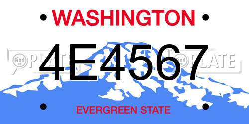 4E4567 Washington License Plate