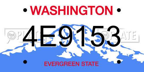 4E9153 Washington License Plate