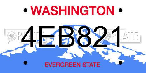 4EB821 Washington License Plate
