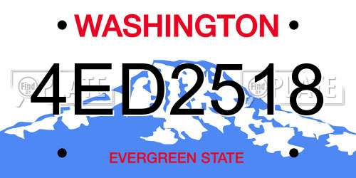 4ED2518 Washington License Plate