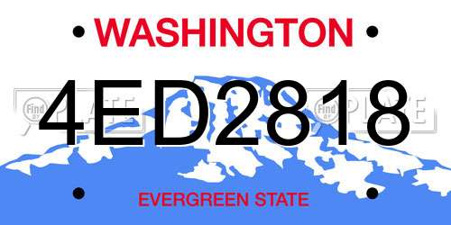4ED2818 Washington License Plate