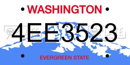 4EE3523 Washington License Plate