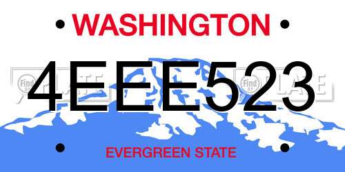 4EEE523 Washington License Plate