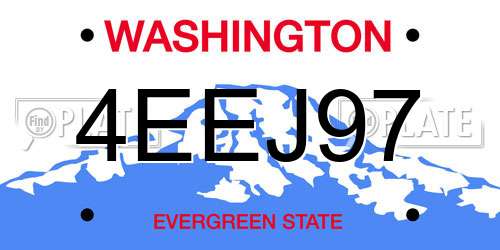 4EEJ97 Washington License Plate