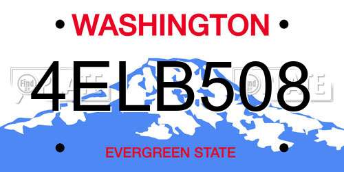4ELB508 Washington License Plate