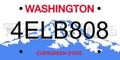 4ELB808 Washington License Plate