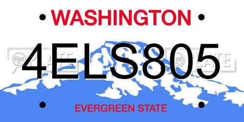 4ELS805 Washington License Plate