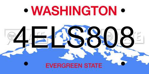 4ELS808 Washington License Plate