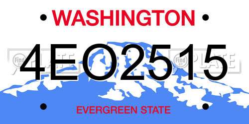 4EO2515 Washington License Plate