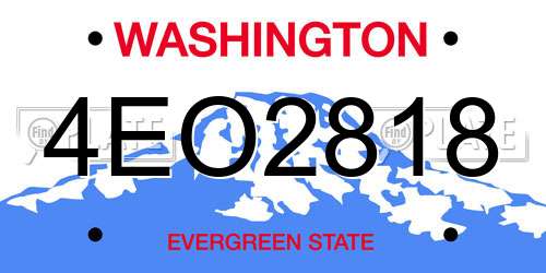 4EO2818 Washington License Plate