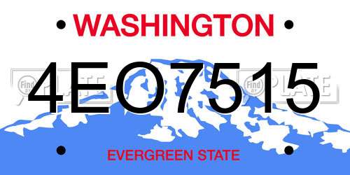 4EO7515 Washington License Plate