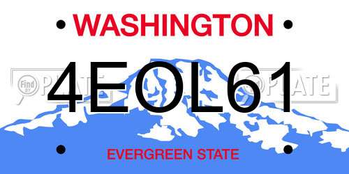 4EOL61 Washington License Plate