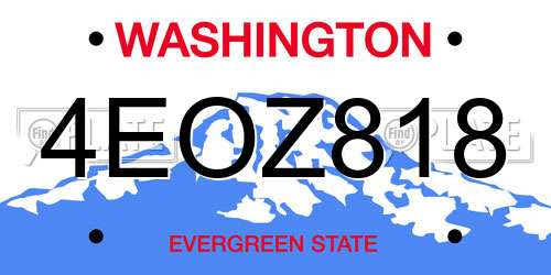 4EOZ818 Washington License Plate