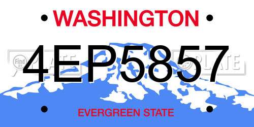 4EP5857 Washington License Plate