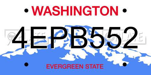 4EPB552 Washington License Plate