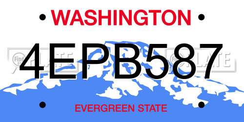 4EPB587 Washington License Plate