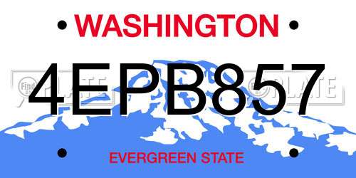 4EPB857 Washington License Plate