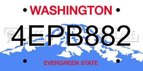 4EPB882 Washington License Plate