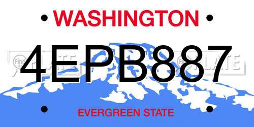 4EPB887 Washington License Plate