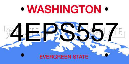 4EPS557 Washington License Plate