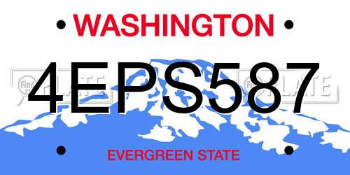 4EPS587 Washington License Plate