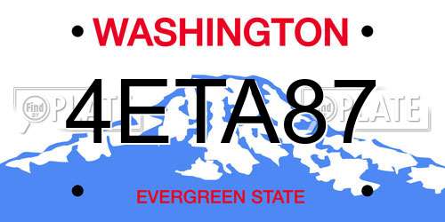 4ETA87 Washington License Plate