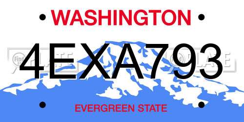 4EXA793 Washington License Plate