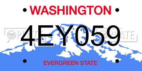 4EY059 Washington License Plate