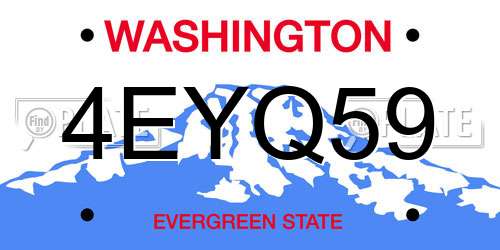 4EYQ59 Washington License Plate