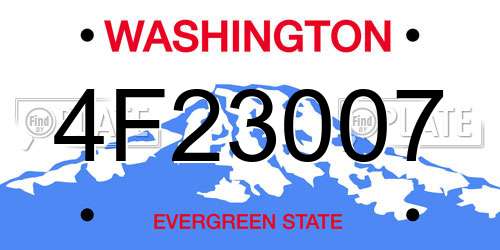 4F23007 Washington License Plate
