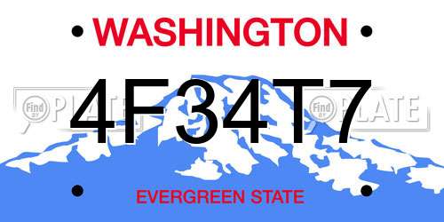 4F34T7 Washington License Plate