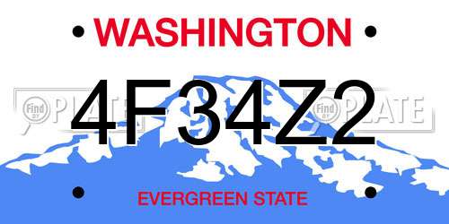 4F34Z2 Washington License Plate