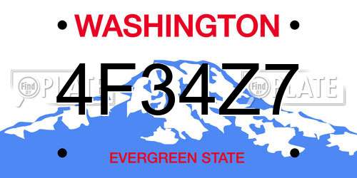 4F34Z7 Washington License Plate