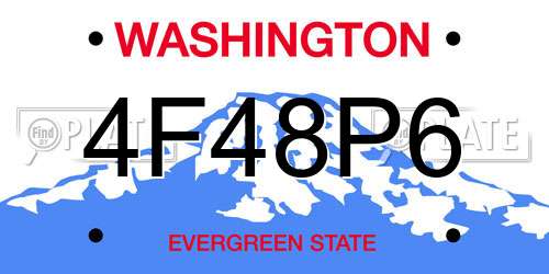 4F48P6 Washington License Plate