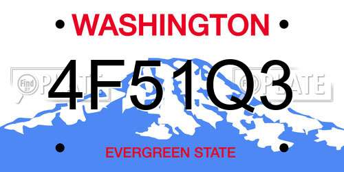 4F51Q3 Washington License Plate