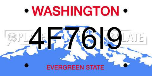 4F76I9 Washington License Plate