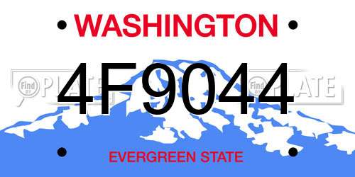 4F9044 Washington License Plate