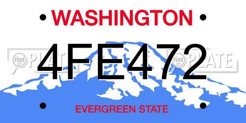 4FE472 Washington License Plate