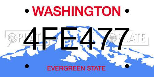 4FE477 Washington License Plate