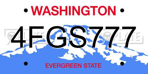 4FGS777 Washington License Plate