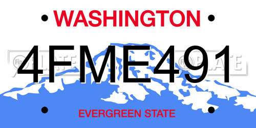 4FME491 Washington License Plate