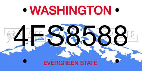 4FS8588 Washington License Plate