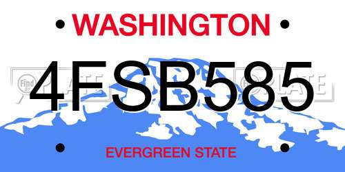 4FSB585 Washington License Plate