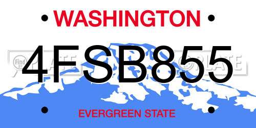 4FSB855 Washington License Plate
