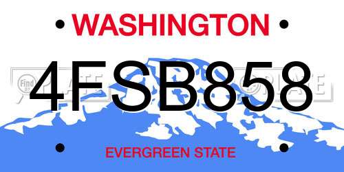 4FSB858 Washington License Plate