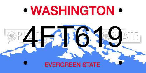 4FT619 Washington License Plate