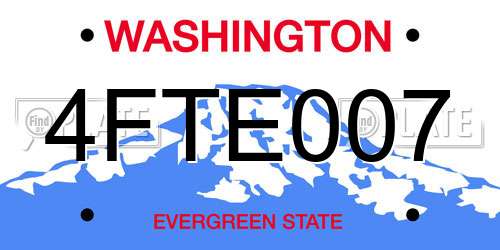 4FTE007 Washington License Plate