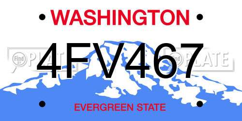 4FV467 Washington License Plate